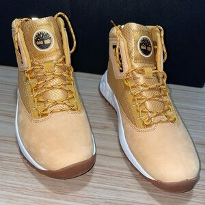 Timberland Wheat and White Nubuck High-Top Sneakers